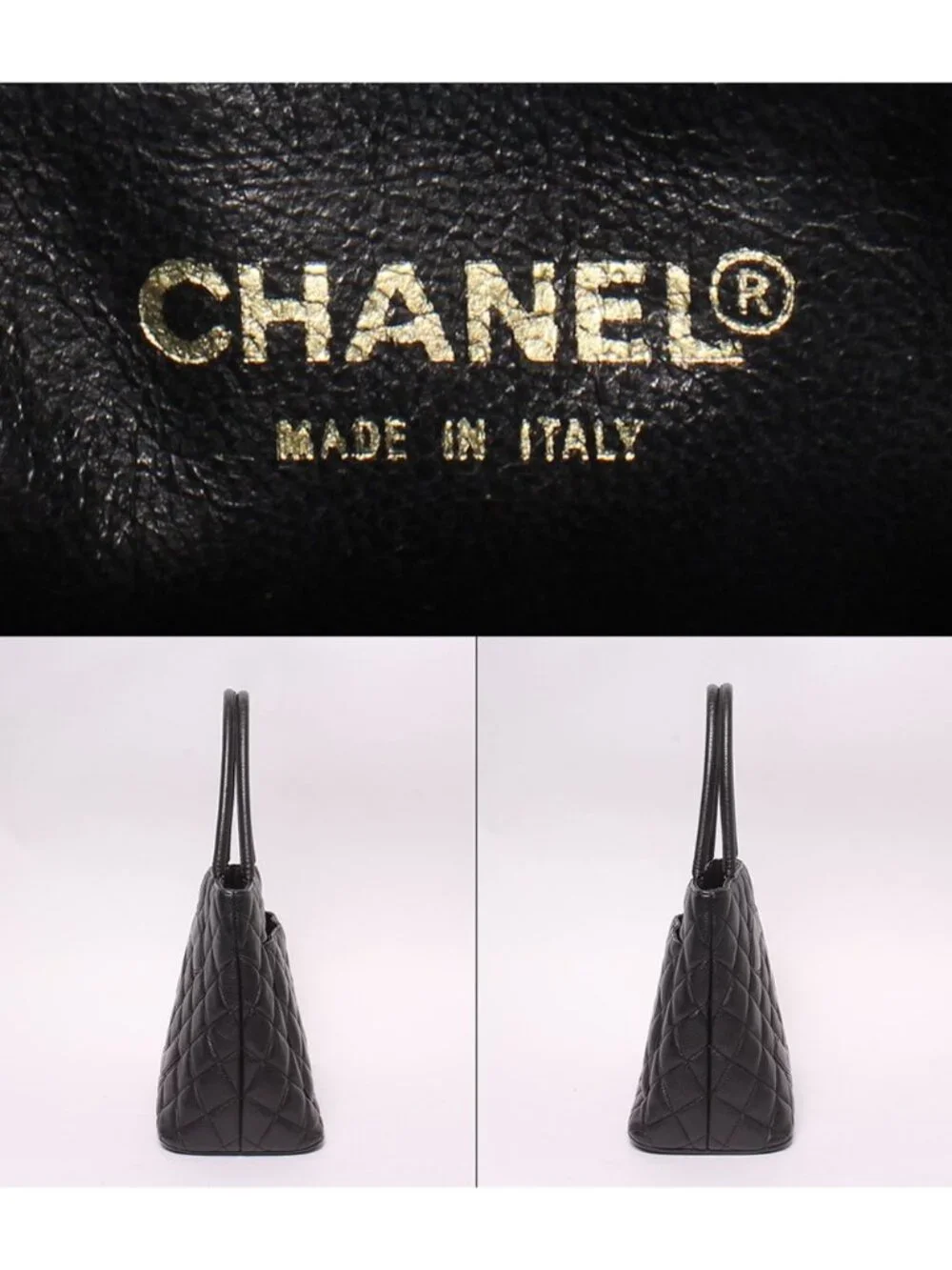 Chanel Tote Shoulder Bag Gold Caviar Leather